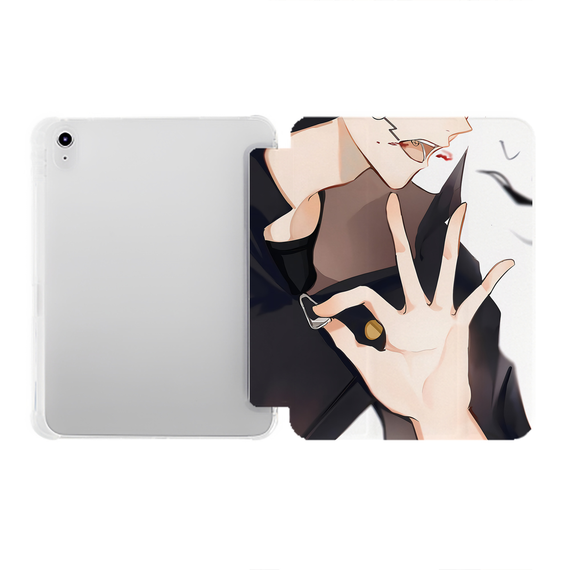 （画像用） 呪術廻戦 Jujutsu Kaisen IPad ケース ペン収納付き 三つ折りスタンド PUレザー×シリコン 対応機種9.5/10.5/10.9インチ